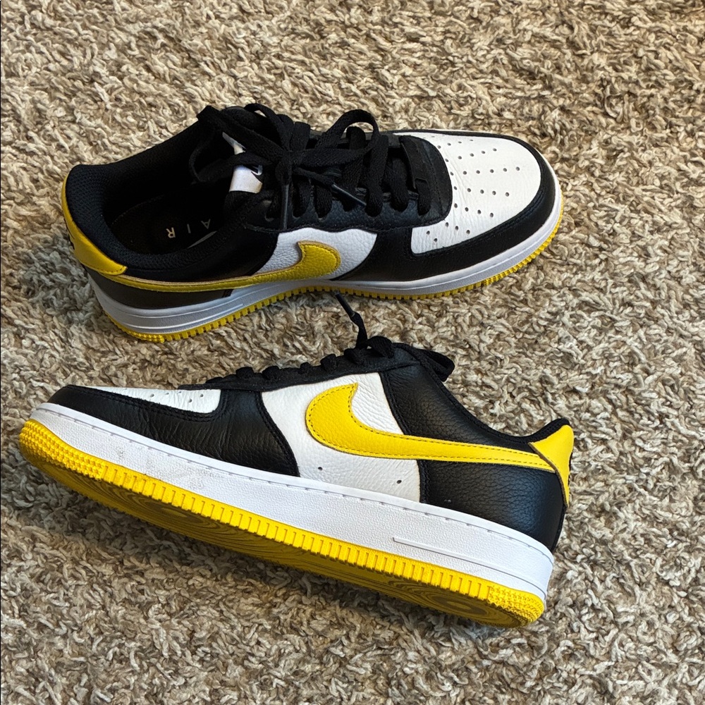 Women’s Nike Air Force 1 Custom Black and Yellow Sneakers